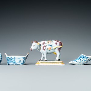 Een diverse collectie blauw-wit en polychroom Delfts aardewerk, 18/19e eeuw — foto 3