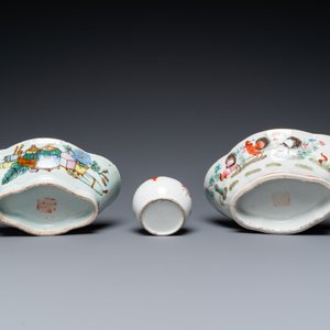 Een diverse collectie Chinees famille rose en qianjiang cai porselein, 19/20e eeuw — foto 17