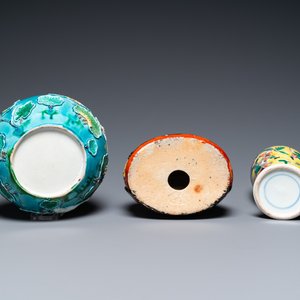 Een diverse collectie Chinees famille rose en qianjiang cai porselein, 19/20e eeuw — foto 9