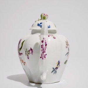 Een Duitse porseleinen theepot en deksel met floraal decor, 18/19e eeuw — foto 5