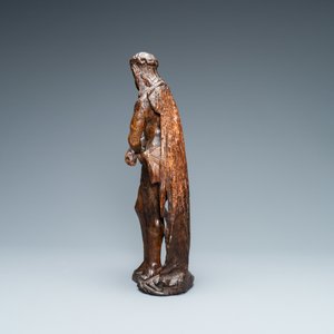 Een eikenhouten figuur van Christus op de koude steen, Vlaanderen, 16e eeuw — foto 3