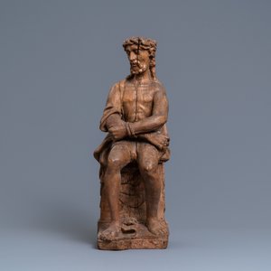 Een eikenhouten figuur van Christus op de koude steen, Vlaanderen, vroeg 16e eeuw — foto 2
