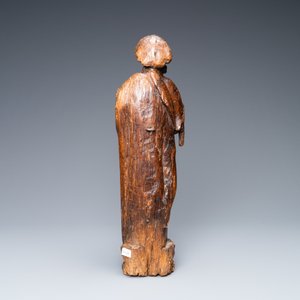Een eikenhouten figuur van de apostel Petrus, Rijnvallei, Duitsland, 15e eeuw — foto 4
