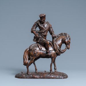 Een eikenhouten figuur van een ruiter te paard, 1e helft 16e eeuw — foto 2