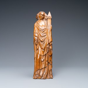 Een eikenhouten figuur van Sint-Barbara, ca. 1500 — foto 2