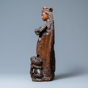 Een eikenhouten figuur van Sint-Catharina van Alexandrië, Boven-Rijngebied, Duitsland, ca. 1520 — foto 5
