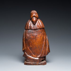 Een eikenhouten groep van de lezende Sint-Antonius met varken, 17e eeuw — foto 3