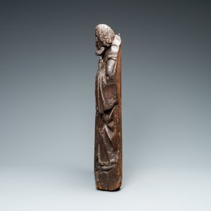 Een eikenhouten retabelfragment met twee figuren, Vlaanderen, 1e helft 16e eeuw — foto 4