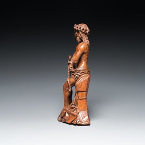 Een eikenhouten sculptuur van Christus op de koude steen, Brussel, ca. 1500 — foto 4