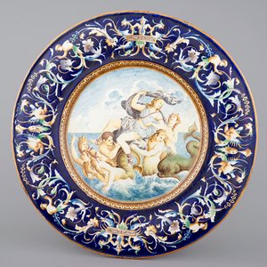 Een enorme schotel in Italiaanse majolica, 19e eeuw — foto 1