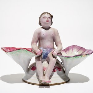 Een figuratief dubbel zoutvat in Franse faïence, Sceaux, 18e eeuw — foto 2