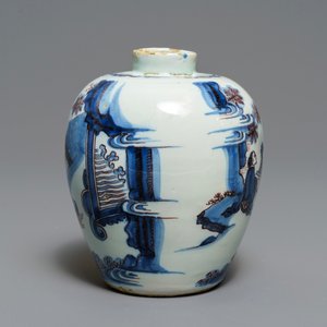 Een fijn blauw-wit en mangaan Delfts chinoiserie vaasje, 2e helft 17e eeuw — foto 4