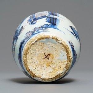 Een fijn blauw-wit en mangaan Delfts chinoiserie vaasje, 2e helft 17e eeuw — foto 7