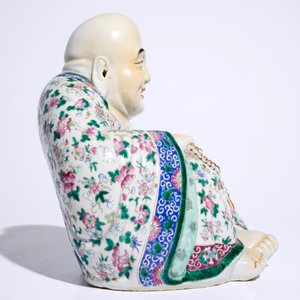 Een fijn en groot Chinees famille rose model van Boeddha, 19/20e eeuw — foto 5