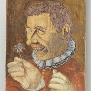 Een fijne blauw-witte Delftse plaquette met een nar naar Hendrick Goltzius, 18e eeuw — foto 4