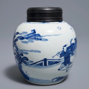 Een fijne Chinese blauwwitte gemberpot, Kangxi — foto 3