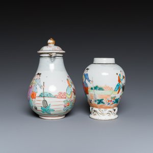 Een fijne Chinese famille rose melkkan en theebus met Europees decor, Qianlong — foto 3