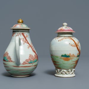 Een fijne Chinese famille rose melkkan en theebus met Europees decor, Qianlong — foto 5