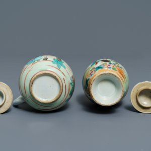 Een fijne Chinese famille rose melkkan en theebus met Europees decor, Qianlong — foto 7