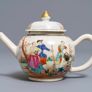 Een fijne Chinese famille rose theepot met Europees decor, Qianlong — foto 4