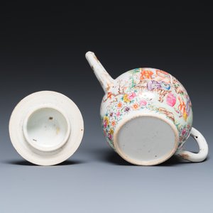 Een fijne Chinese famille rose theepot met mandarijns decor, Qianlong — foto 7