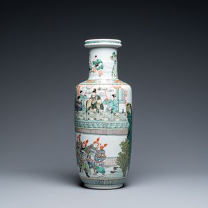 Een fijne Chinese famille verte rouleau vaas, Kangxi — foto 4