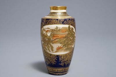 Een fijne Japanse Satsuma vaas, Kinkozan merk, Meiji, 19e eeuw