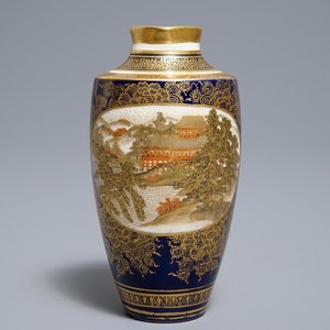 Een fijne Japanse Satsuma vaas, Kinkozan merk, Meiji, 19e eeuw — foto 1