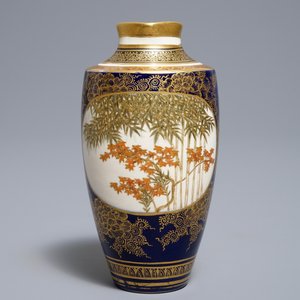 Een fijne Japanse Satsuma vaas, Kinkozan merk, Meiji, 19e eeuw — foto 3