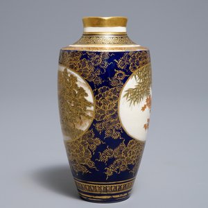 Een fijne Japanse Satsuma vaas, Kinkozan merk, Meiji, 19e eeuw — foto 4