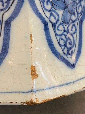 Een fijne octagonale blauw-witte Delftse chinoiserie vaas, eind 17e eeuw — foto 12