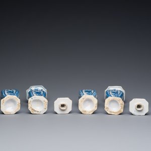 Een fraai klein blauw-wit Delfts vijfdelig kaststel, 18e eeuw — foto 5