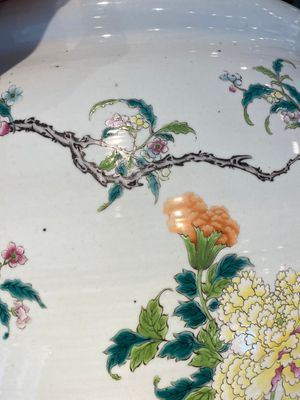 Een fraaie Chinese famille rose vissenkom met kraanvogels bij bloesemtakken, 19e eeuw — foto 8