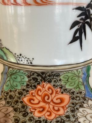 Een fraaie Chinese famille verte rouleau 'Roman van de Drie Koninkrijken' vaas, Kangxi — foto 23