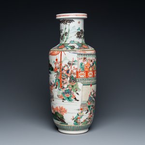 Een fraaie Chinese famille verte rouleau 'Roman van de Drie Koninkrijken' vaas, Kangxi — foto 2