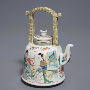 Een fraaie Chinese famille verte theepot met deksel, Kangxi — foto 7