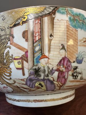 Een fraaie grote Chinese Canton famille rose kom met mandarijns decor, Qianlong — foto 12