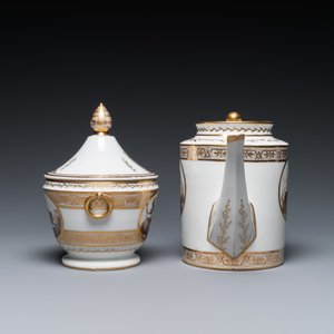 Een Frans porseleinen 14-delig theeservies met decor van putti, Parijs, gemerkt voor atelier Nast, 19e eeuw — foto 5