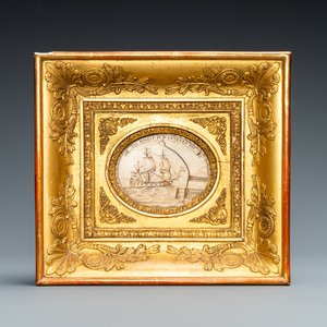 Een Franse gegraveerde ivoren plaquette met inscriptie 'S'il mollit, il n'entrera pas', 18e eeuw — foto 1