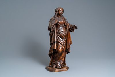 Een fruithouten figuur van een vrouwelijke heilige, Rijngebied, Duitsland, 2e helft 16e eeuw