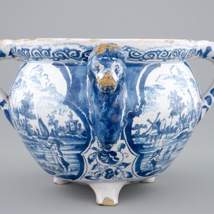 Een gedateerde blauw-witte tuitpot met landschapsdecor, Harlingen, Friesland, 1708 — foto 3