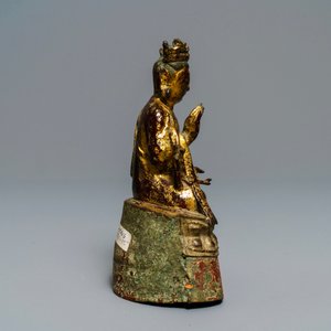 Een gelakte en vergulde bronzen figuur van Boeddha, Birma, 17/18e eeuw — foto 5