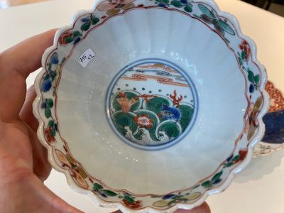Een gelobde Chinese famille verte schotel en een kom, Kangxi — foto 2