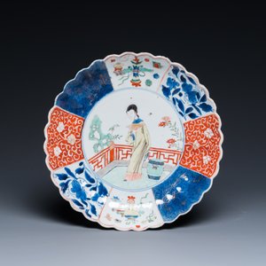 Een gelobde Chinese famille verte schotel en een kom, Kangxi — foto 2