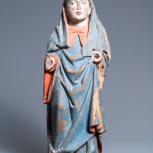 Een gepolychromeerde eikenhouten figuur van een monnik, 2e helft 15e eeuw — foto 2