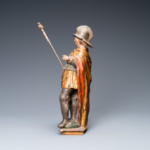 Een gepolychromeerde en vergulde houten figuur van Sint-Joris, Zuid-Duitsland, 1e kwart 17e eeuw — foto 3