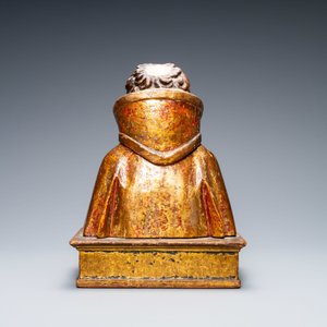 Een gepolychromeerde en vergulde houten reliekbuste, Italië, 17e eeuw — foto 4