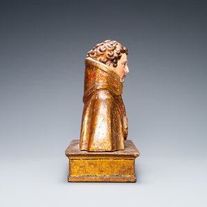 Een gepolychromeerde en vergulde houten reliekbuste, Italië, 17e eeuw — foto 5