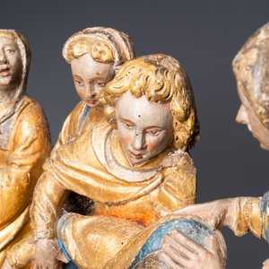 Een gepolychromeerde houten groep van de 'Bewening', Brabant, 1e kwart 16e eeuw — foto 12