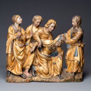Een gepolychromeerde houten groep van de 'Bewening', Brabant, 1e kwart 16e eeuw — foto 2